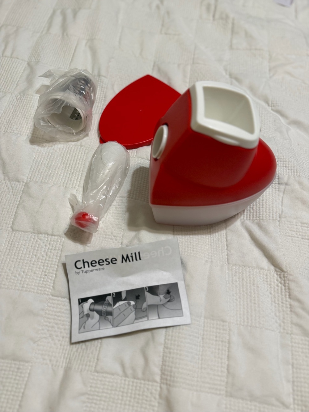 Tupperware Red and White Mini Cheese Mill